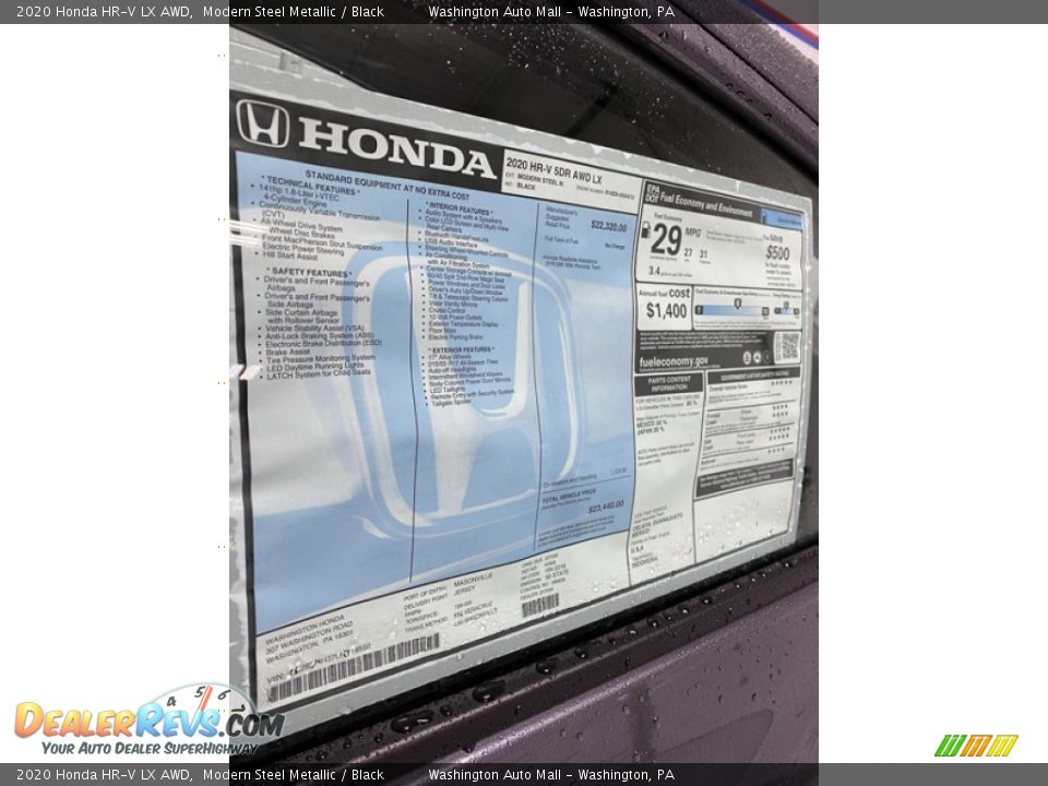 2020 Honda HR-V LX AWD Modern Steel Metallic / Black Photo #15