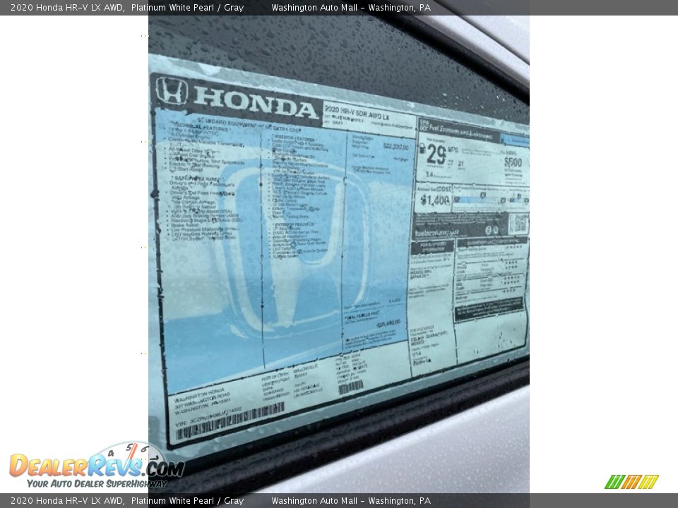 2020 Honda HR-V LX AWD Platinum White Pearl / Gray Photo #15