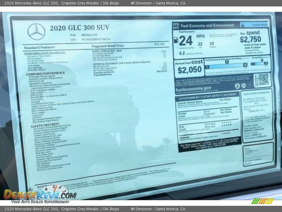 2020 Mercedes-Benz GLC 300 Graphite Grey Metallic / Silk Beige Photo #10