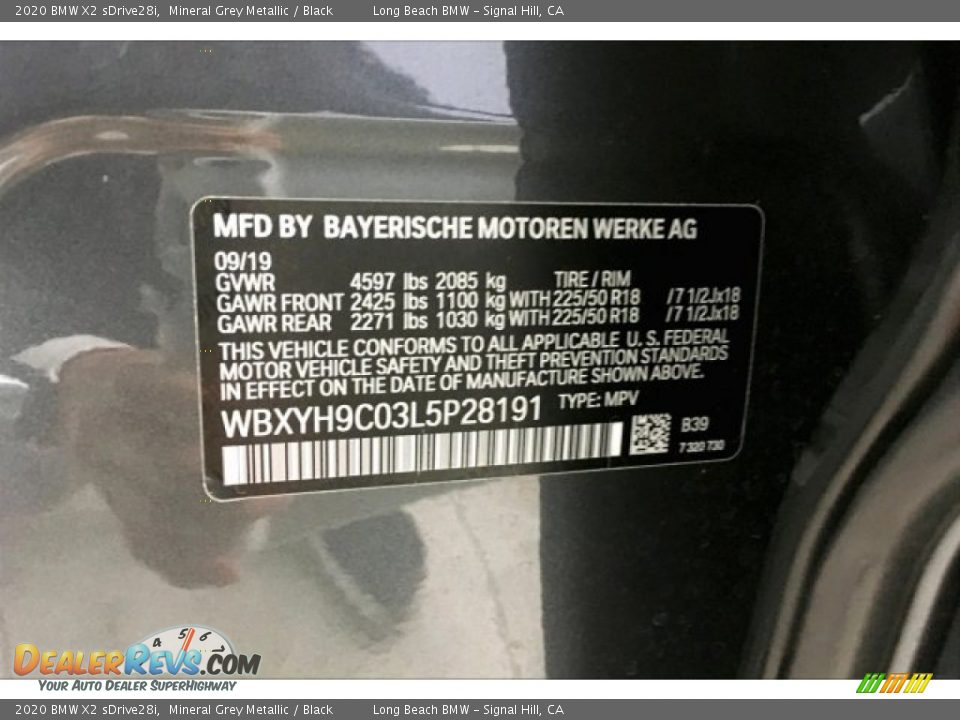 2020 BMW X2 sDrive28i Mineral Grey Metallic / Black Photo #19