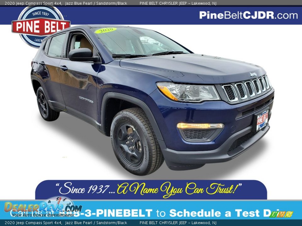 2020 Jeep Compass Sport 4x4 Jazz Blue Pearl / Sandstorm/Black Photo #1