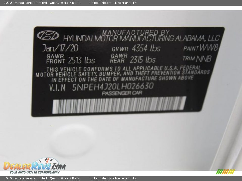 2020 Hyundai Sonata Limited Quartz White / Black Photo #26