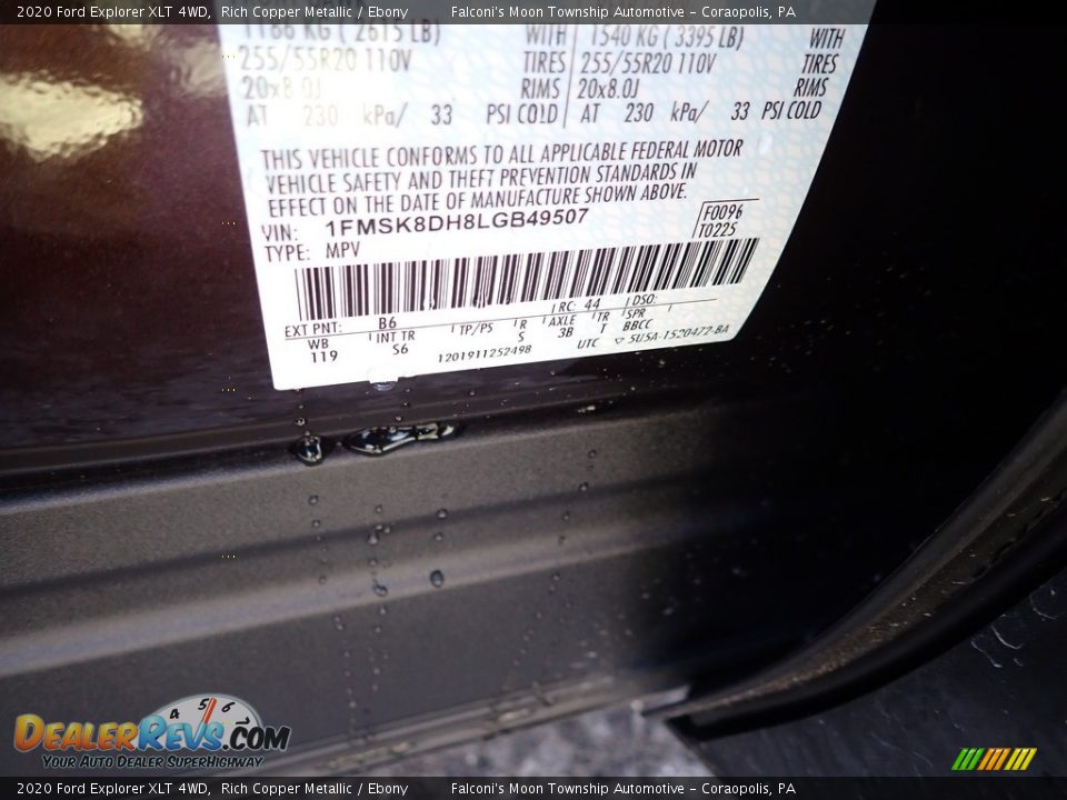 2020 Ford Explorer XLT 4WD Rich Copper Metallic / Ebony Photo #11