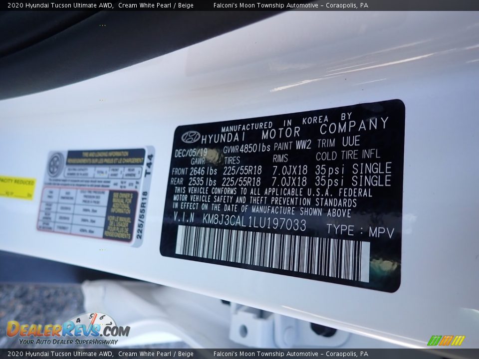 2020 Hyundai Tucson Ultimate AWD Cream White Pearl / Beige Photo #12