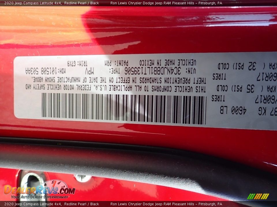 2020 Jeep Compass Latitude 4x4 Redline Pearl / Black Photo #11