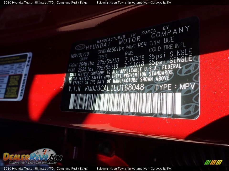 2020 Hyundai Tucson Ultimate AWD Gemstone Red / Beige Photo #12