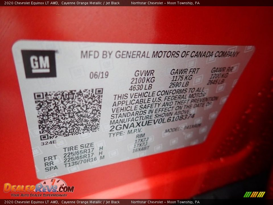 2020 Chevrolet Equinox LT AWD Cayenne Orange Metallic / Jet Black Photo #18