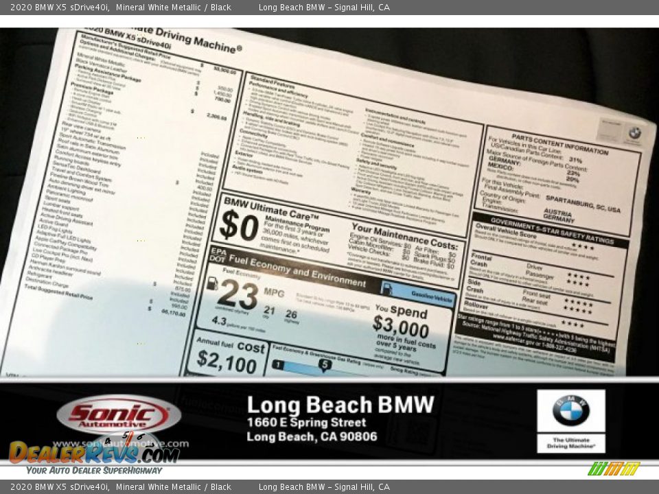 2020 BMW X5 sDrive40i Mineral White Metallic / Black Photo #10