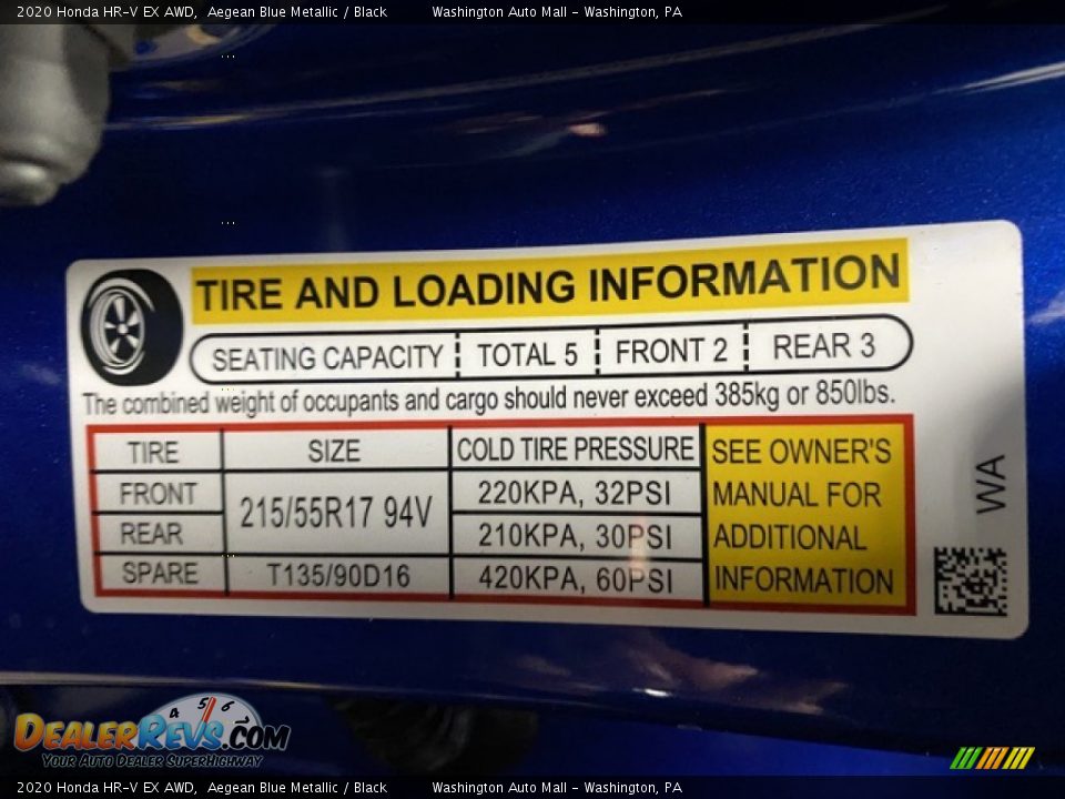 2020 Honda HR-V EX AWD Aegean Blue Metallic / Black Photo #8