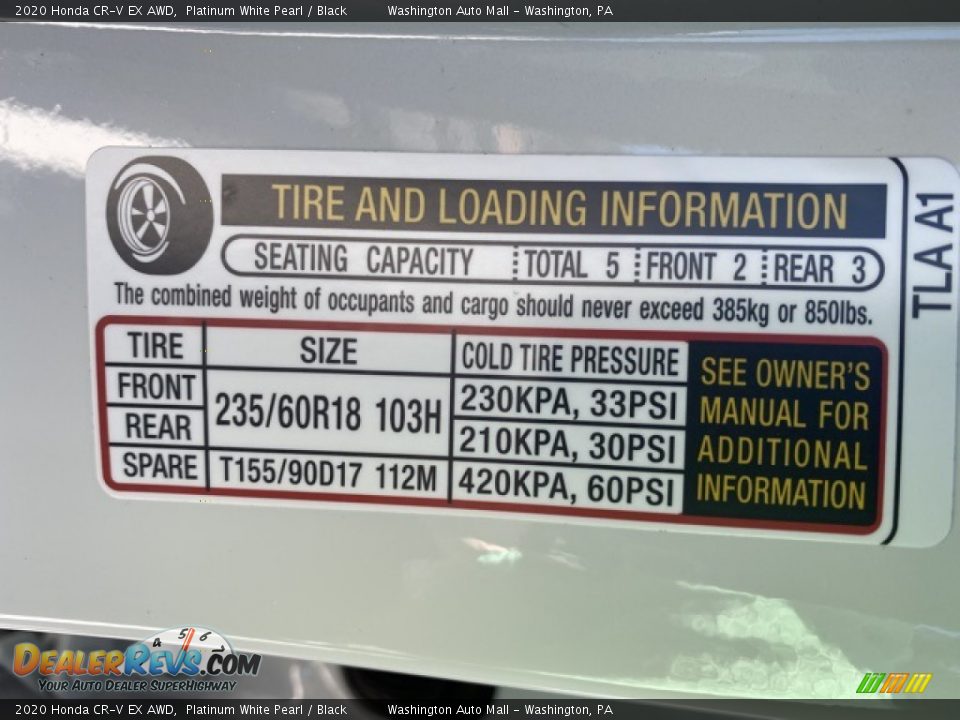 2020 Honda CR-V EX AWD Platinum White Pearl / Black Photo #8