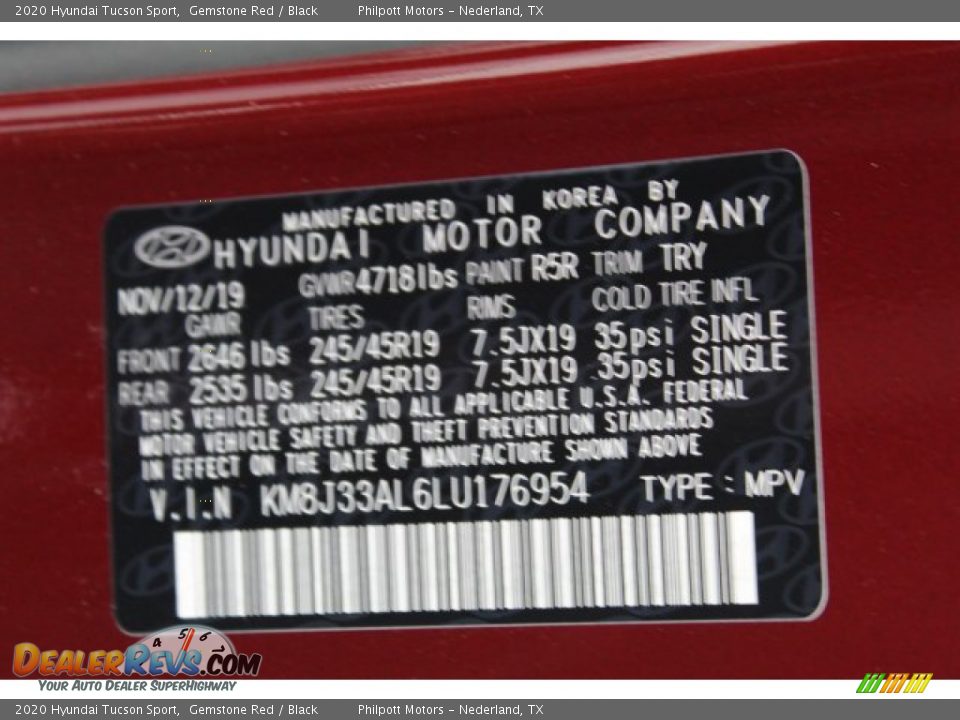2020 Hyundai Tucson Sport Gemstone Red / Black Photo #24