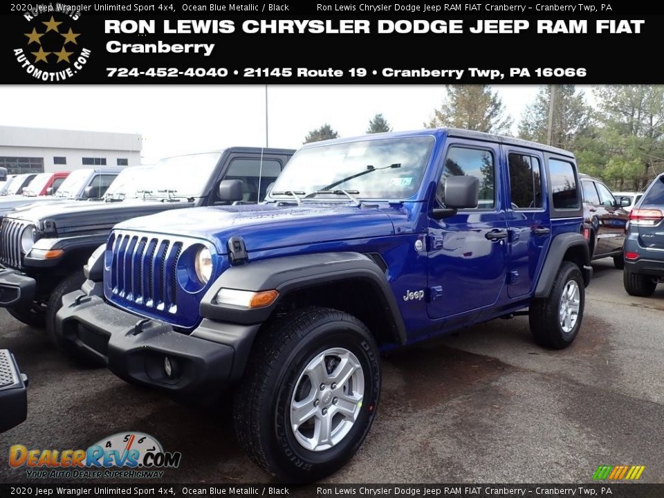 2020 Jeep Wrangler Unlimited Sport 4x4 Ocean Blue Metallic / Black Photo #1
