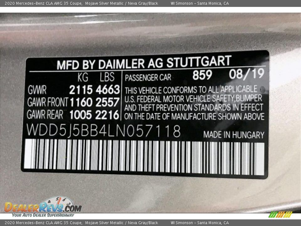 2020 Mercedes-Benz CLA AMG 35 Coupe Mojave Silver Metallic / Neva Gray/Black Photo #24