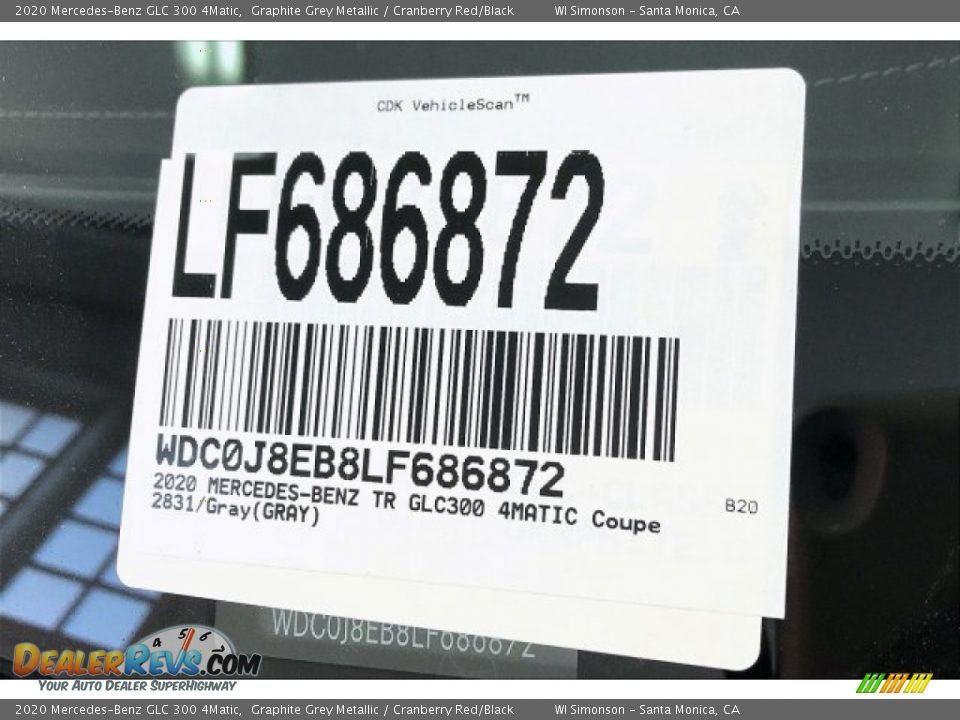 2020 Mercedes-Benz GLC 300 4Matic Graphite Grey Metallic / Cranberry Red/Black Photo #10