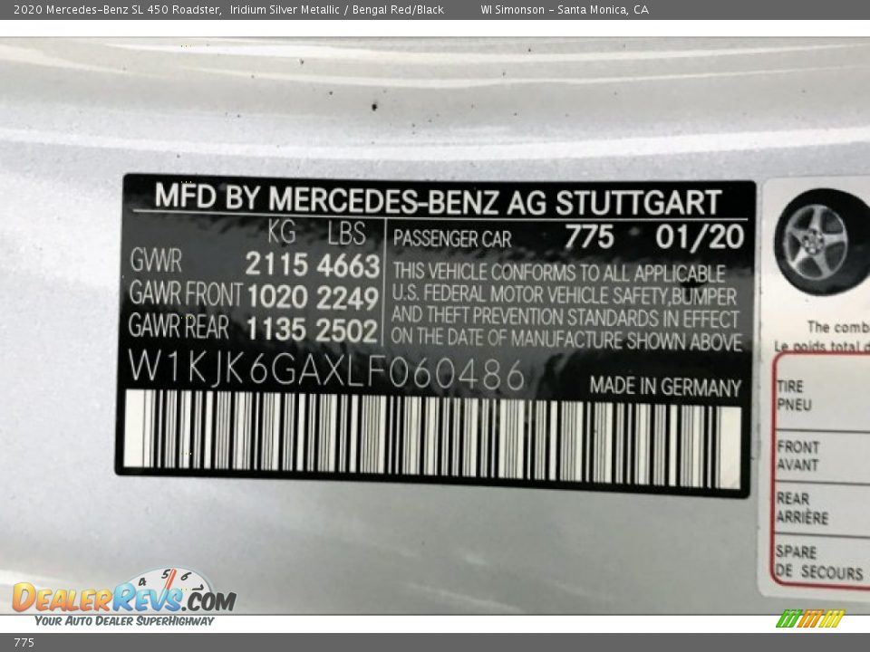 Mercedes-Benz Color Code 775 Iridium Silver Metallic
