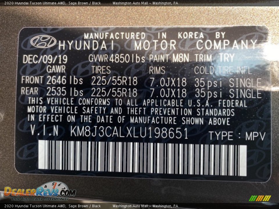 2020 Hyundai Tucson Ultimate AWD Sage Brown / Black Photo #9