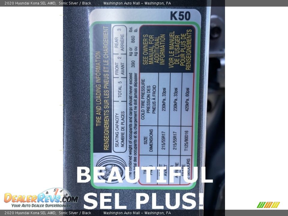 2020 Hyundai Kona SEL AWD Sonic Silver / Black Photo #8