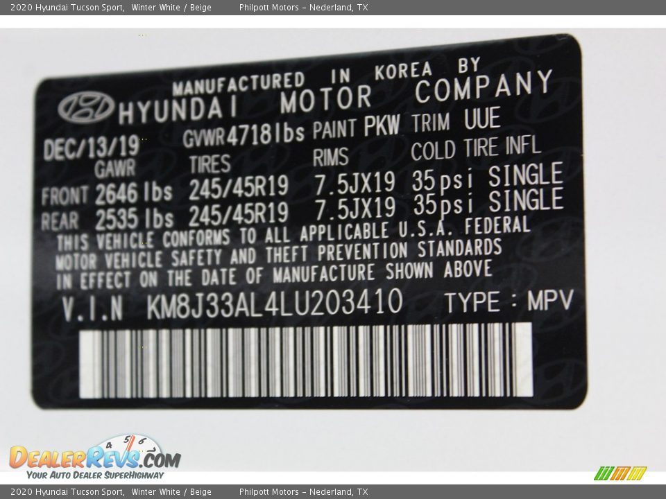 2020 Hyundai Tucson Sport Winter White / Beige Photo #25
