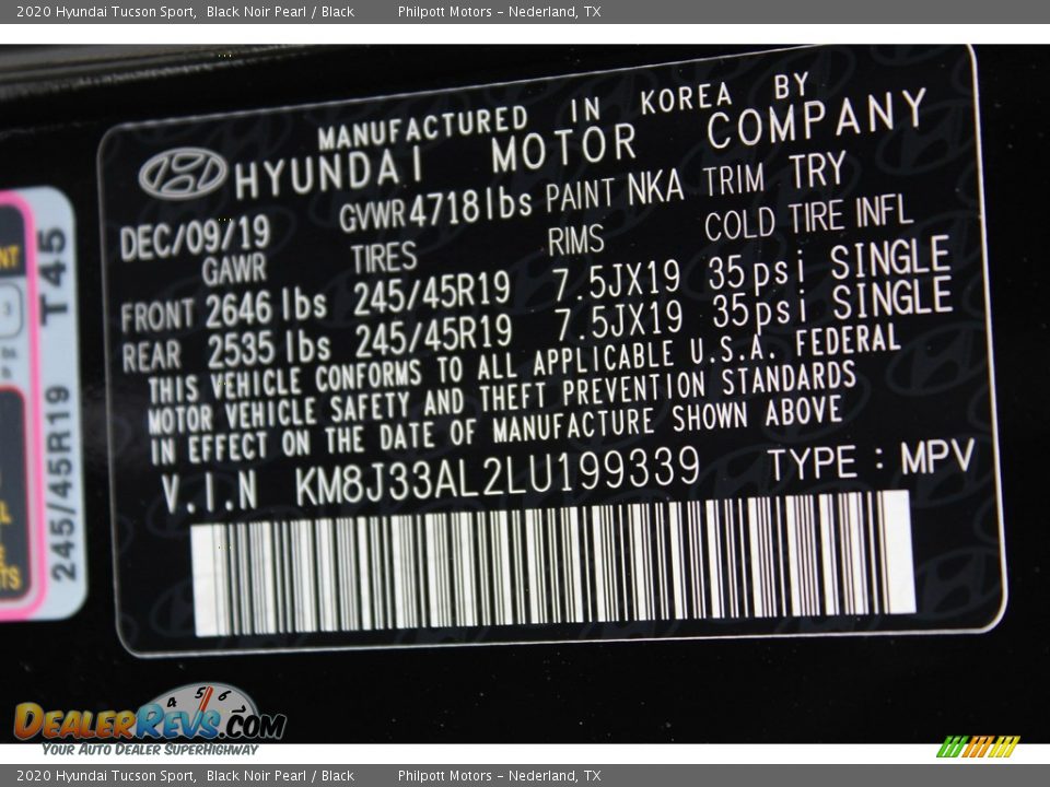 2020 Hyundai Tucson Sport Black Noir Pearl / Black Photo #25