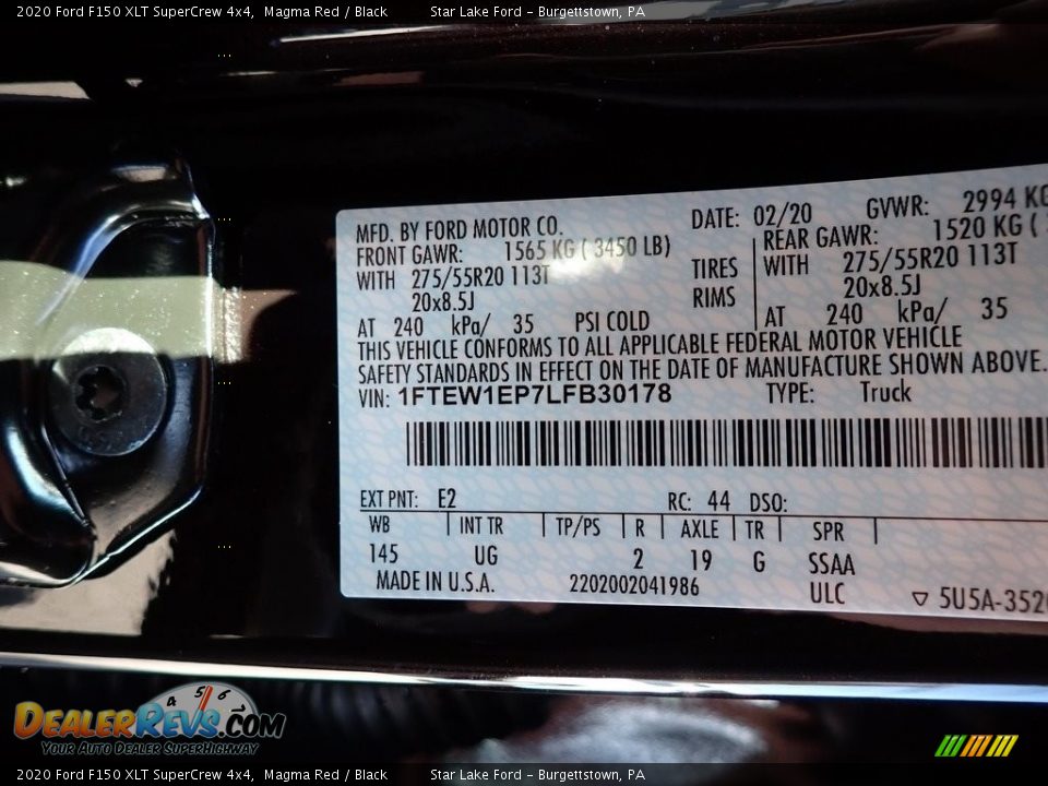 2020 Ford F150 XLT SuperCrew 4x4 Magma Red / Black Photo #14