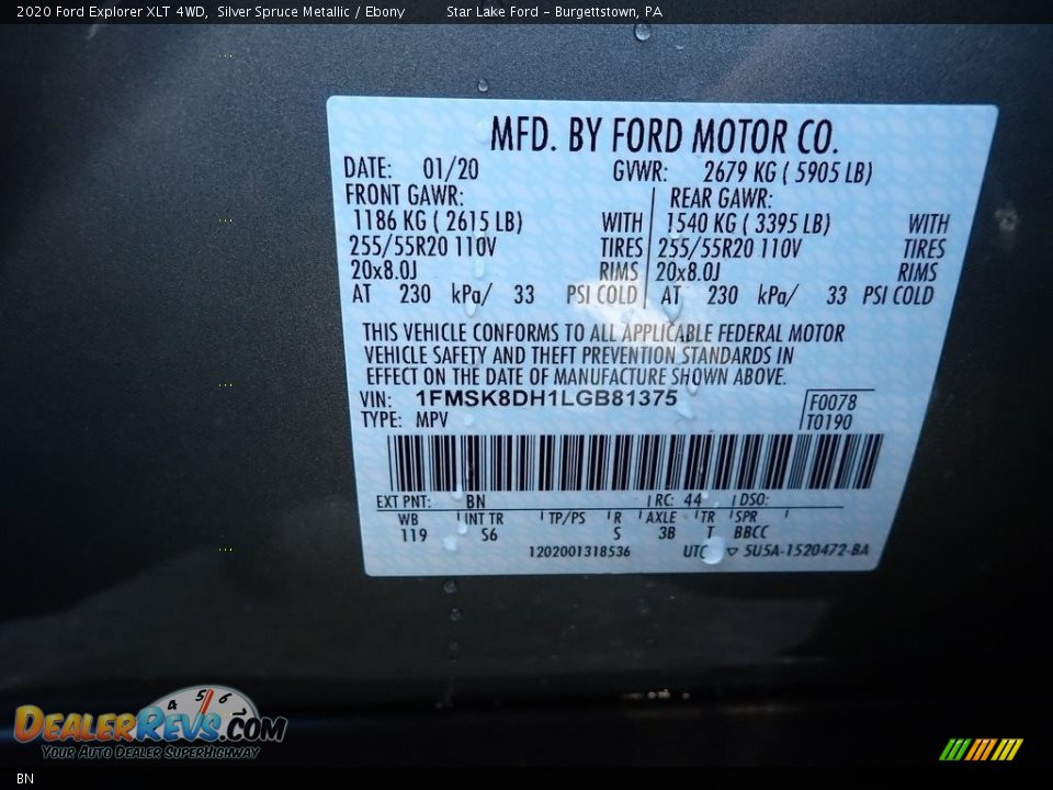 Ford Color Code BN Silver Spruce Metallic