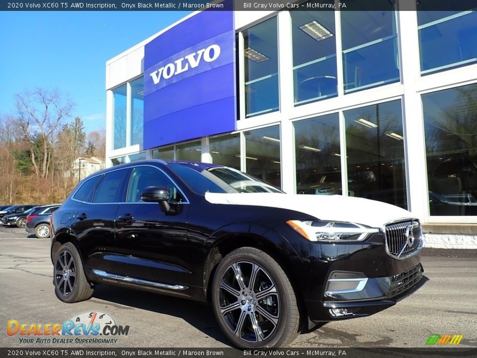 2020 Volvo XC60 T5 AWD Inscription Onyx Black Metallic / Maroon Brown Photo #1
