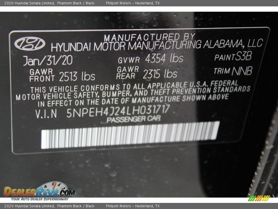 2020 Hyundai Sonata Limited Phantom Black / Black Photo #25