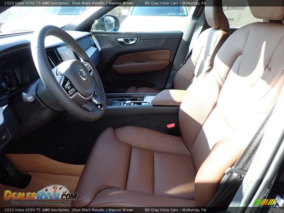 2020 Volvo XC60 T5 AWD Inscription Onyx Black Metallic / Maroon Brown Photo #7