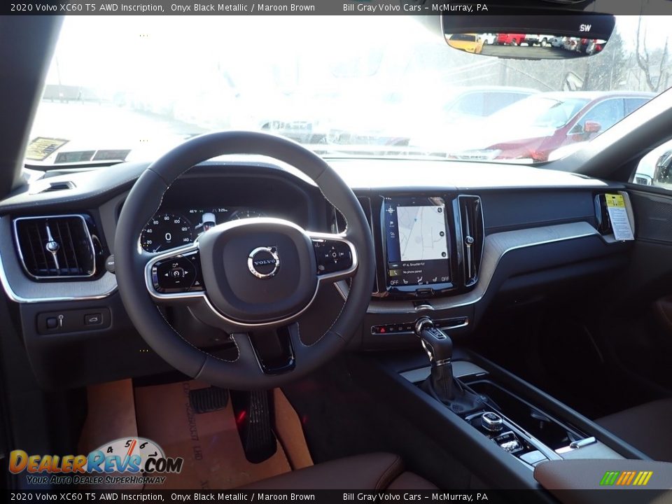 2020 Volvo XC60 T5 AWD Inscription Onyx Black Metallic / Maroon Brown Photo #9