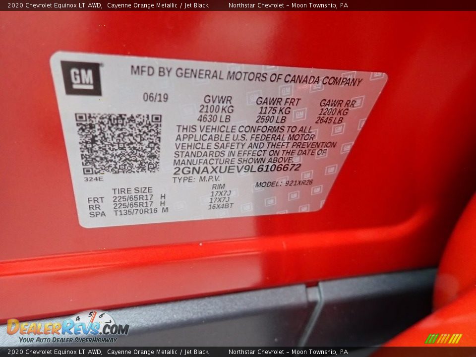 2020 Chevrolet Equinox LT AWD Cayenne Orange Metallic / Jet Black Photo #18