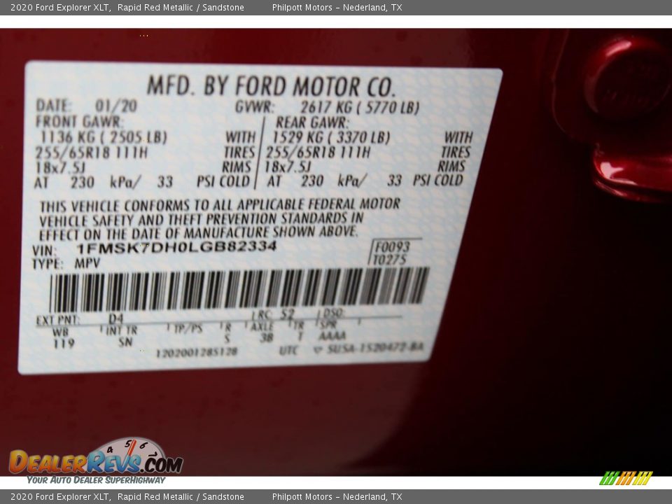 2020 Ford Explorer XLT Rapid Red Metallic / Sandstone Photo #25