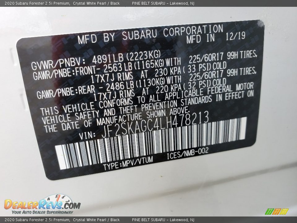 2020 Subaru Forester 2.5i Premium Crystal White Pearl / Black Photo #9
