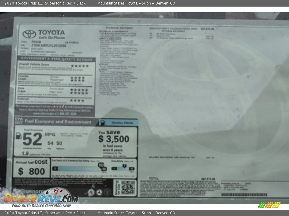 2020 Toyota Prius LE Supersonic Red / Black Photo #10