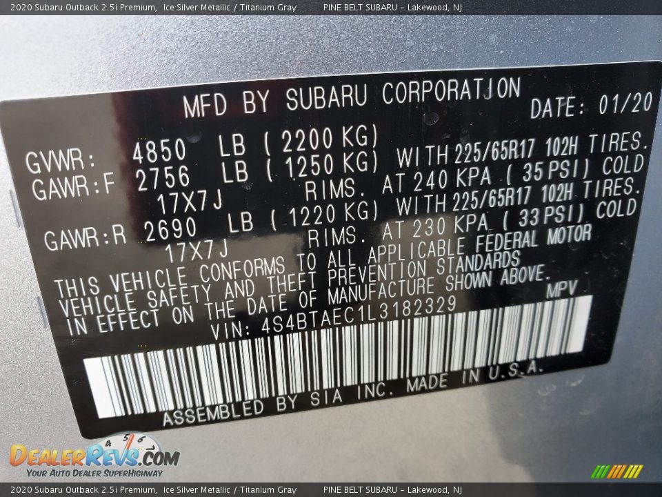 2020 Subaru Outback 2.5i Premium Ice Silver Metallic / Titanium Gray Photo #9