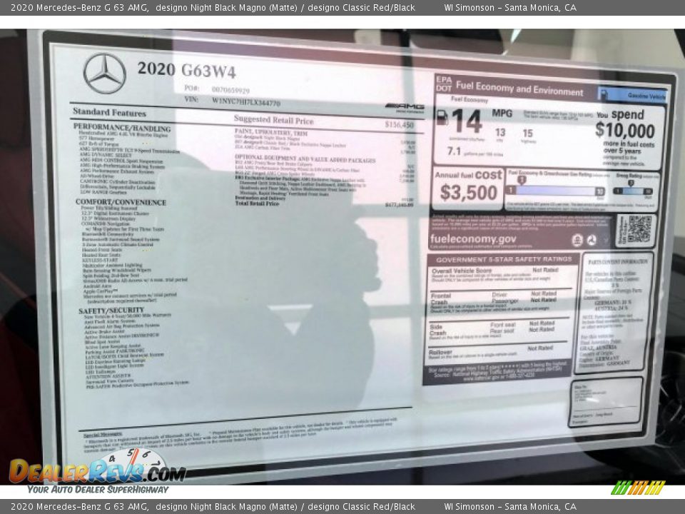 2020 Mercedes-Benz G 63 AMG Window Sticker Photo #11