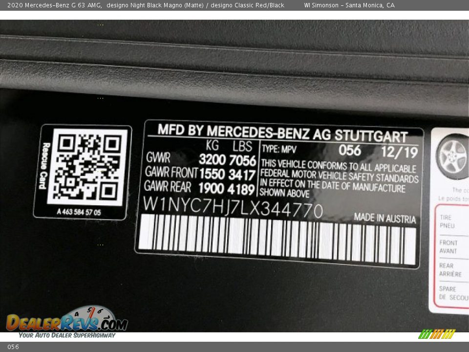 Mercedes-Benz Color Code 056 designo Night Black Magno (Matte)