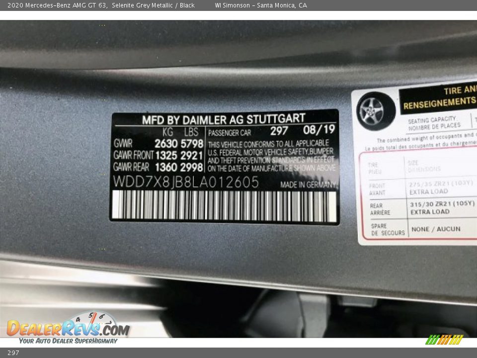 Mercedes-Benz Color Code 297 Selenite Grey Metallic