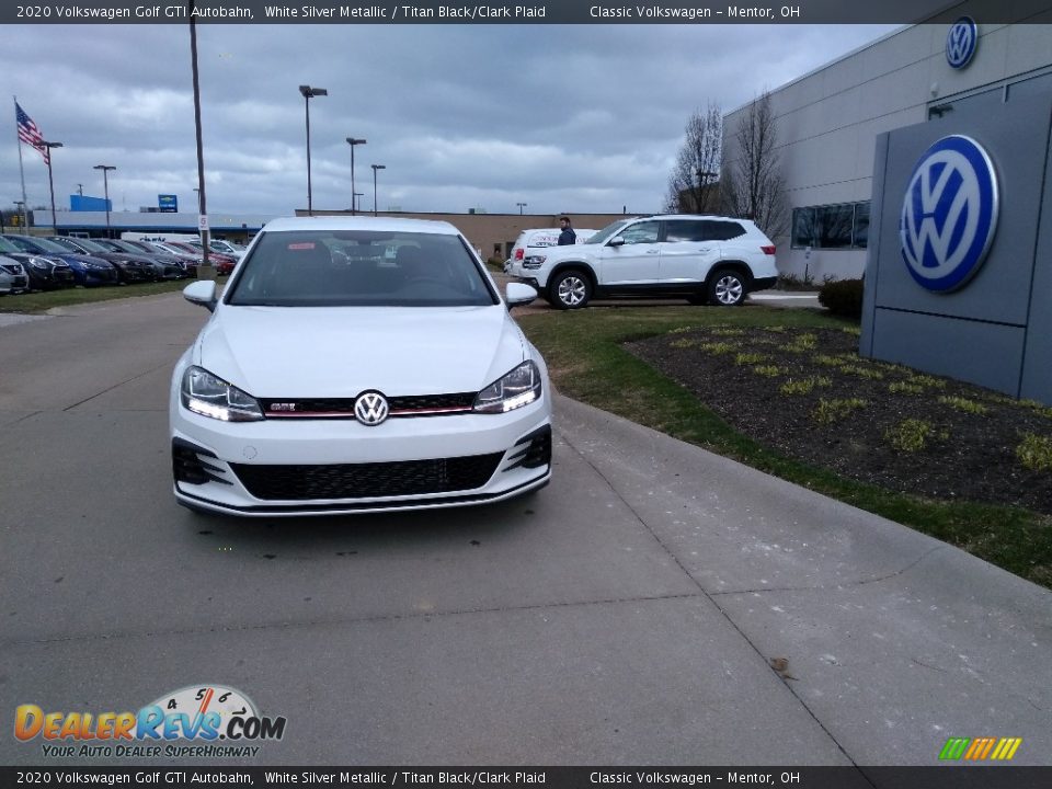 2020 Volkswagen Golf GTI Autobahn White Silver Metallic / Titan Black/Clark Plaid Photo #1
