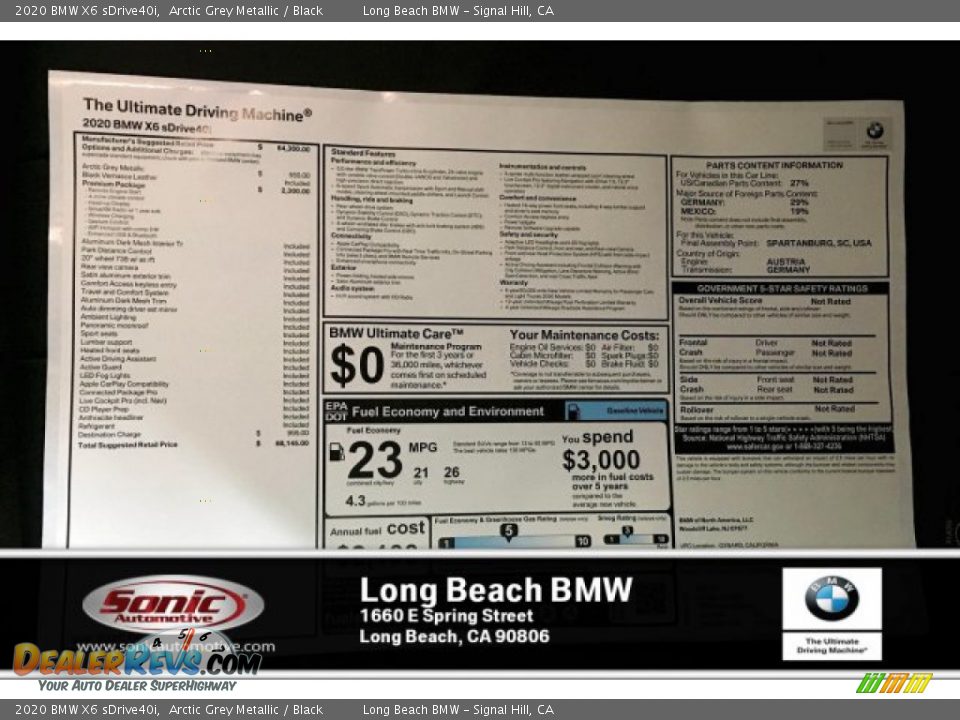 2020 BMW X6 sDrive40i Arctic Grey Metallic / Black Photo #10