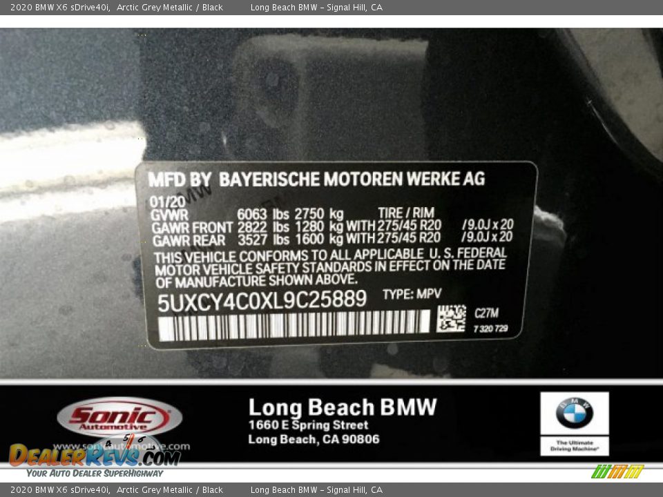 2020 BMW X6 sDrive40i Arctic Grey Metallic / Black Photo #11