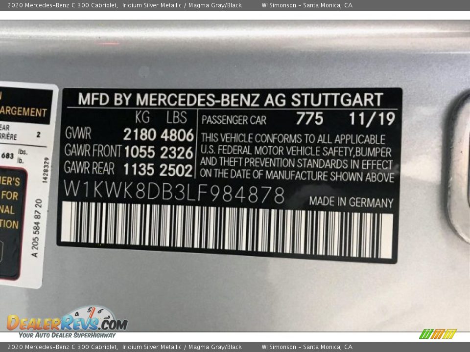 2020 Mercedes-Benz C 300 Cabriolet Iridium Silver Metallic / Magma Gray/Black Photo #11
