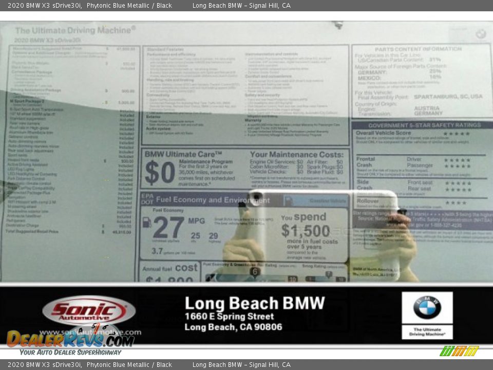 2020 BMW X3 sDrive30i Phytonic Blue Metallic / Black Photo #10