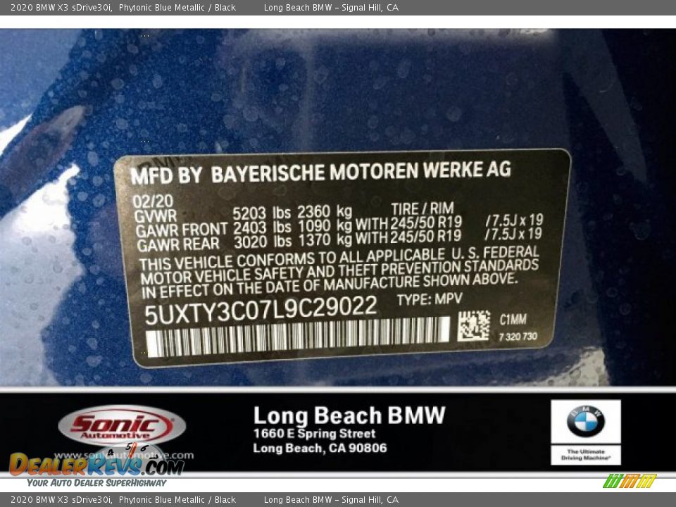 2020 BMW X3 sDrive30i Phytonic Blue Metallic / Black Photo #11