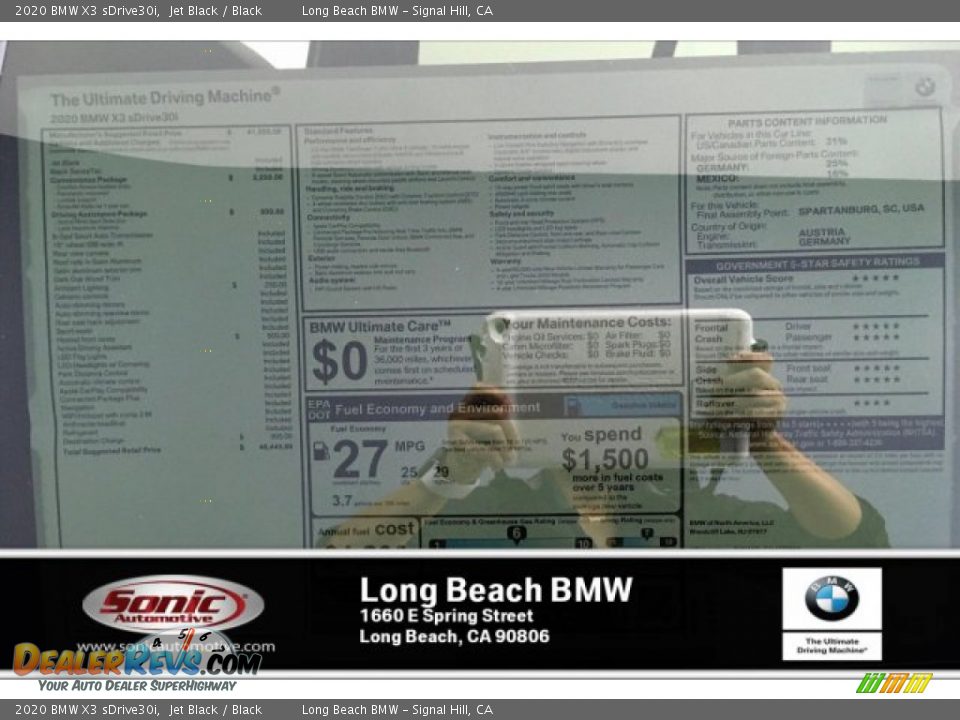 2020 BMW X3 sDrive30i Jet Black / Black Photo #10