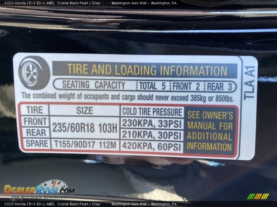 2020 Honda CR-V EX-L AWD Crystal Black Pearl / Gray Photo #8
