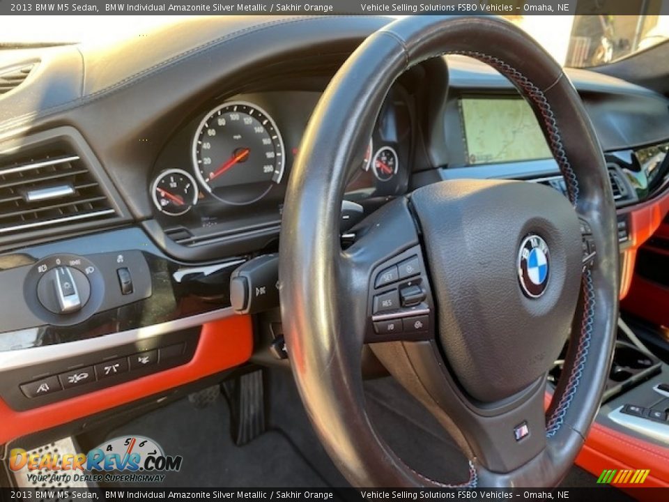 2013 BMW M5 Sedan BMW Individual Amazonite Silver Metallic / Sakhir Orange Photo #3