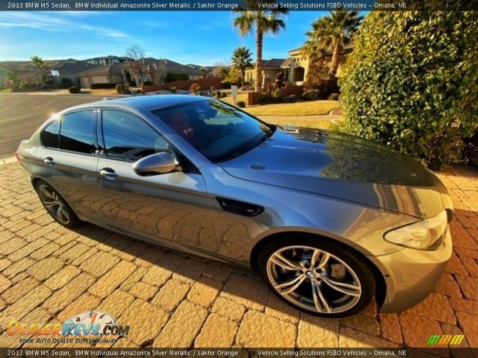 2013 BMW M5 Sedan BMW Individual Amazonite Silver Metallic / Sakhir Orange Photo #21