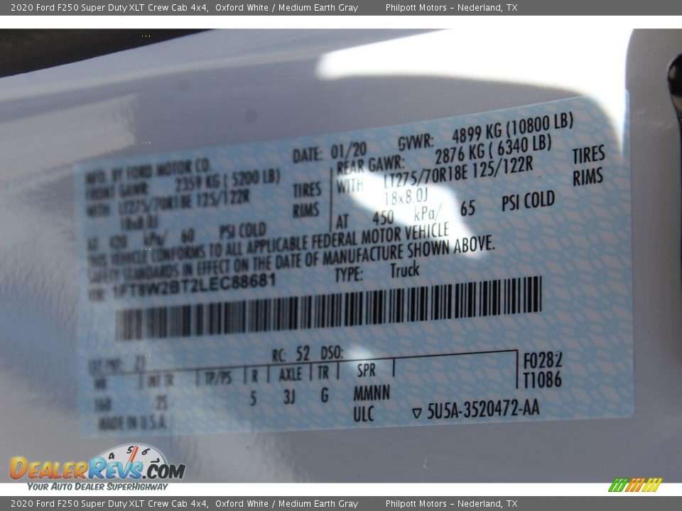 2020 Ford F250 Super Duty XLT Crew Cab 4x4 Oxford White / Medium Earth Gray Photo #23