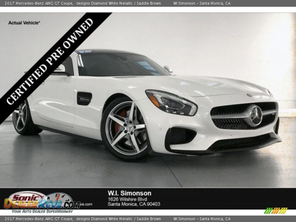 2017 Mercedes-Benz AMG GT Coupe designo Diamond White Metallic / Saddle Brown Photo #1