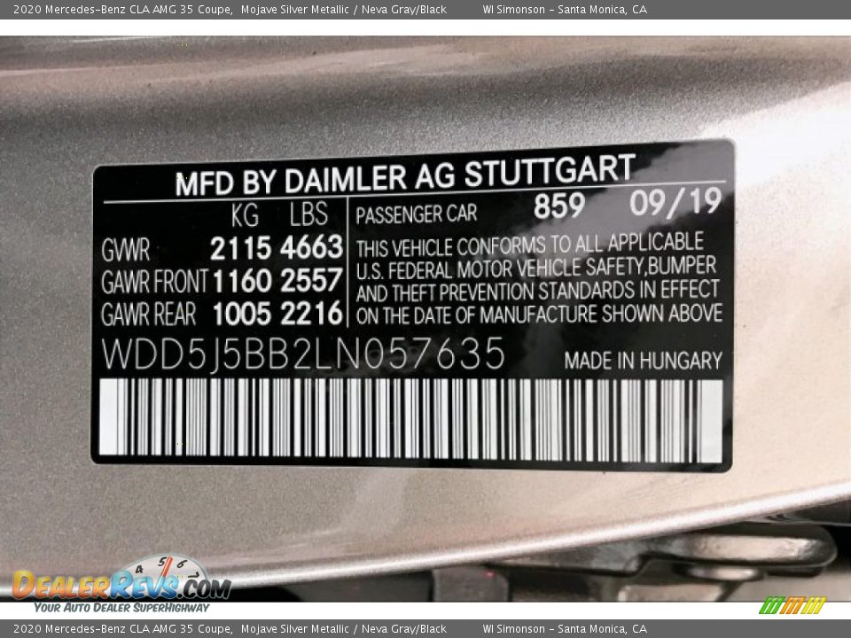 2020 Mercedes-Benz CLA AMG 35 Coupe Mojave Silver Metallic / Neva Gray/Black Photo #24